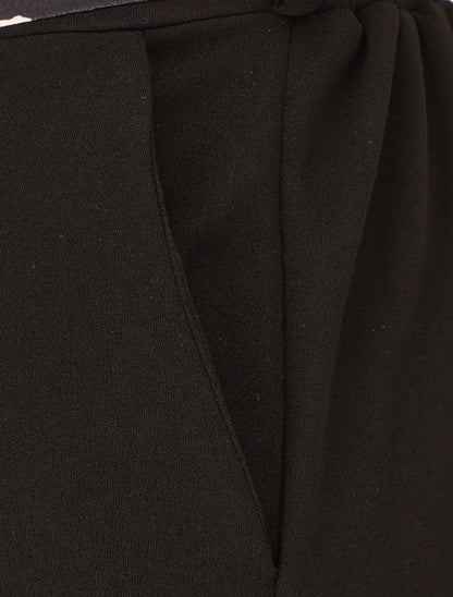 Pantalon ample taille haute ceinture fantaisie - Noir - 3