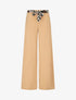 Pantalon ample taille haute ceinture fantaisie - Beige - 4
