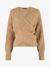 Pull cache-coeur en maille - Camel - 1