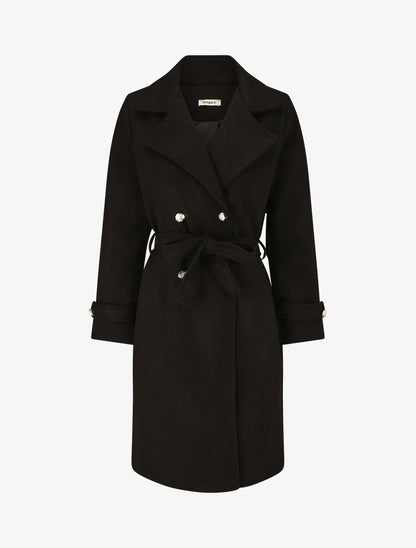 Manteau long à boutons décoratifs au dos - Noir - 4
