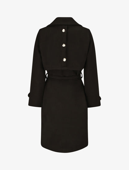 Manteau long à boutons décoratifs au dos - Noir - 2