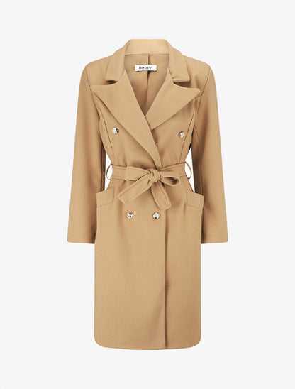 Manteau long coupe droite - Camel - 4