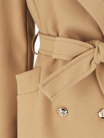 Manteau long coupe droite - Camel - 3
