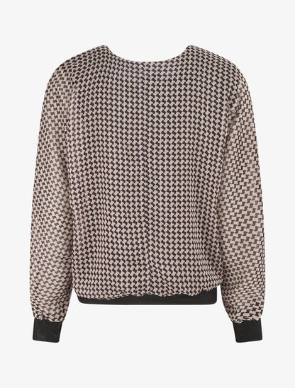 Top imprimé graphique ample col rond - Beige - 2