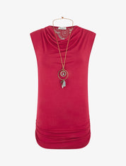 Top bénitier à détail dentelle - Rouge cerise - 4
