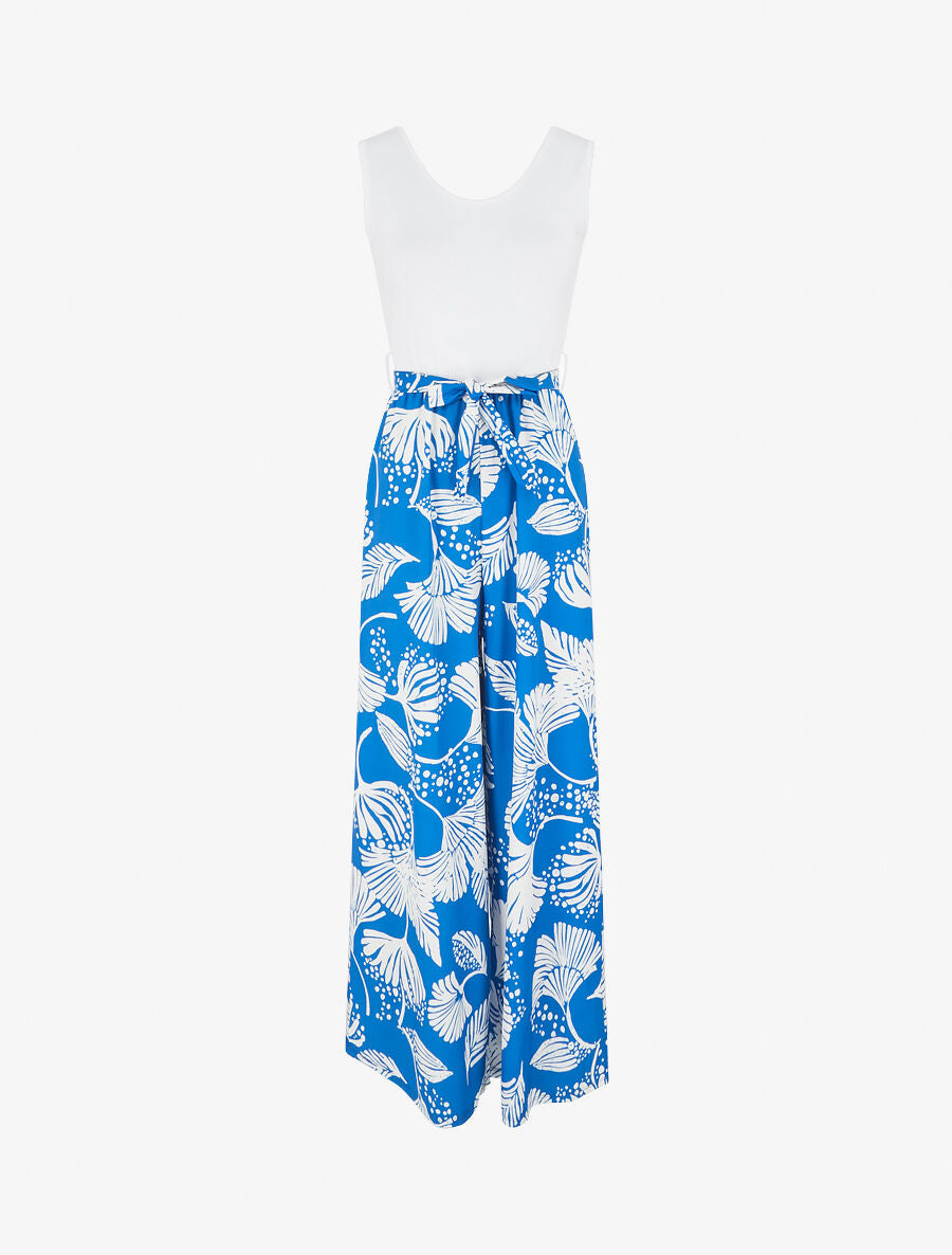 Combinaison imprimé feuilles - Bleu royal - 1