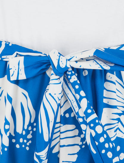 Combinaison imprimé feuilles - Bleu royal - 3