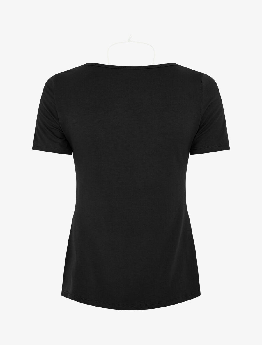 T-shirt à boutons décoratifs - Noir - 2
