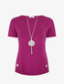 T-shirt à boutons décoratifs - Violet - 4