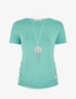 T-shirt à boutons décoratifs - Turquoise - 1