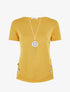 T-shirt à boutons décoratifs - Jaune - 1