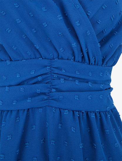 Robe longue élastiquée et texturée - Bleu roi - 3