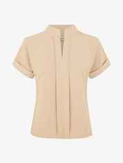 Top à manches courtes et texturé - Beige - 5