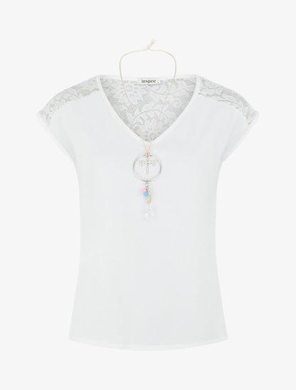 Top sans manches à dos dentelle - Blanc - 4