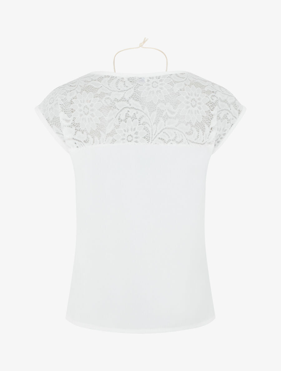 Top sans manches à dos dentelle - Blanc - 2