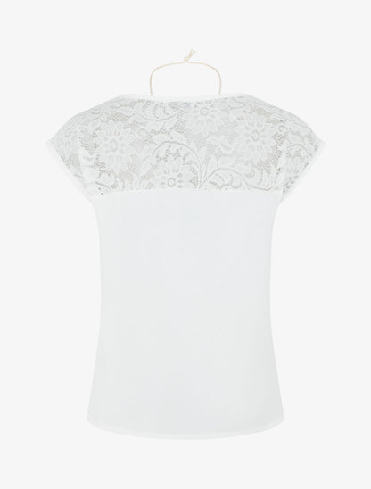 Top sans manches à dos dentelle - Blanc - 2