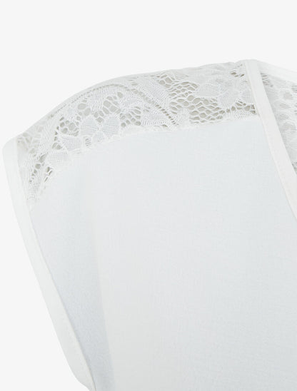 Top sans manches à dos dentelle - Blanc - 3