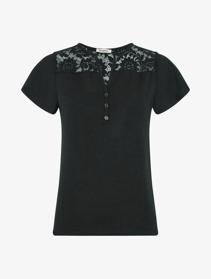 Top fluide en dentelle - Noir - 1
