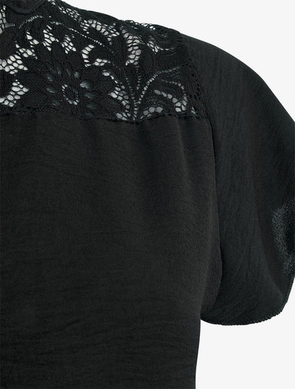 Top fluide en dentelle - Noir - 3