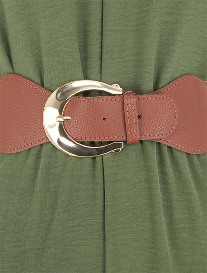 Combinaison ample uni à détail dentelle - Kaki - 3