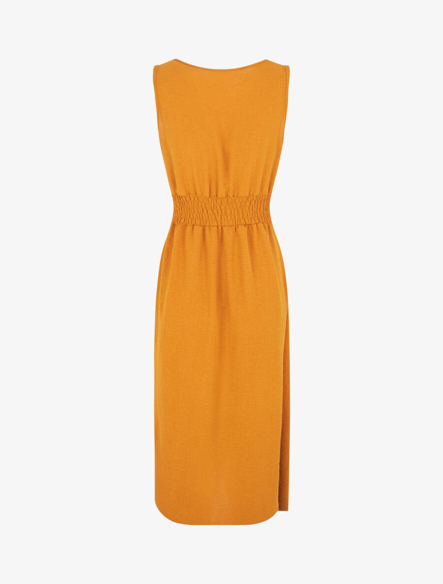 Robe unie sans manches style portefeuille - Jaune moutarde - 2