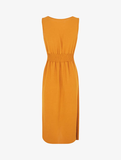 Robe unie sans manches style portefeuille - Jaune moutarde - 2