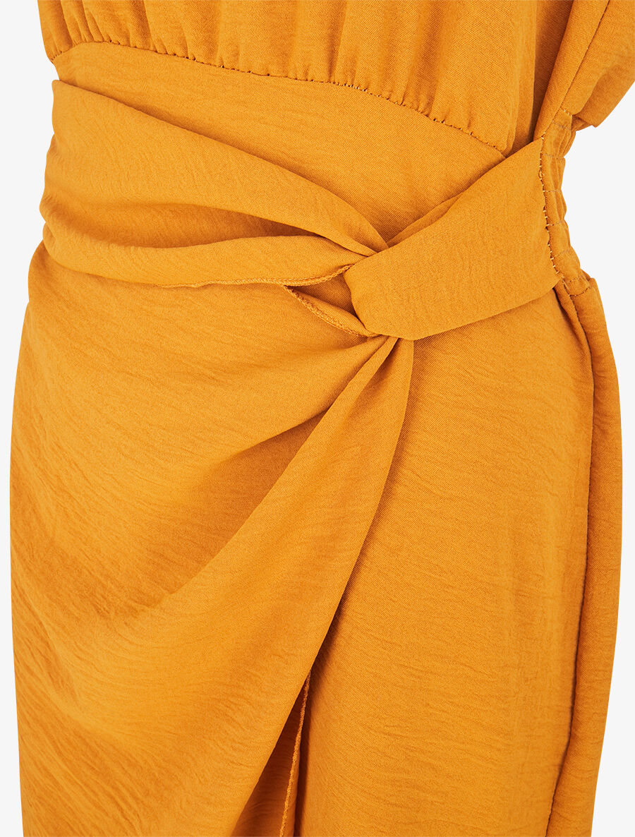 Robe unie sans manches style portefeuille - Jaune moutarde - 3