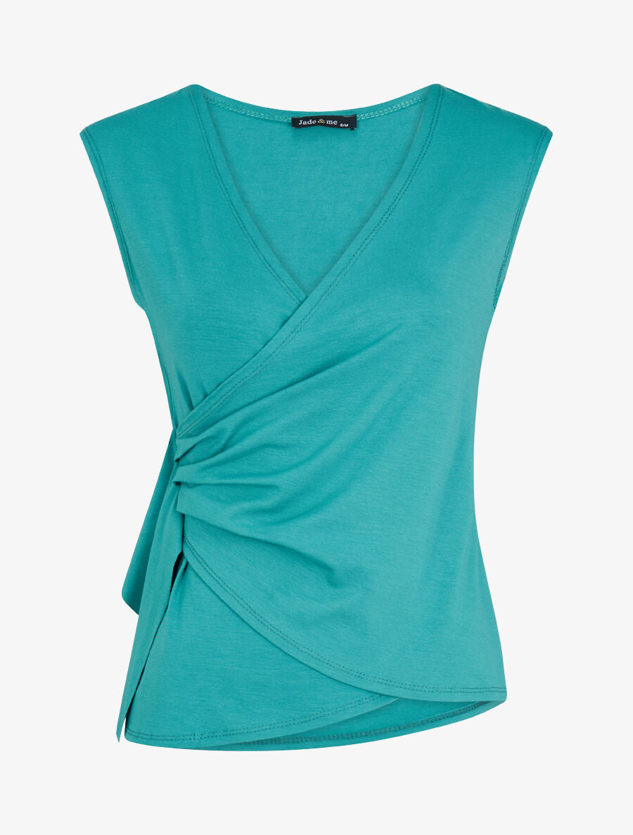 Top sans manches à détail drapé - Turquoise - 3