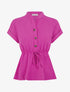 Top uni élastiqué et col boutonné - Magenta - 1