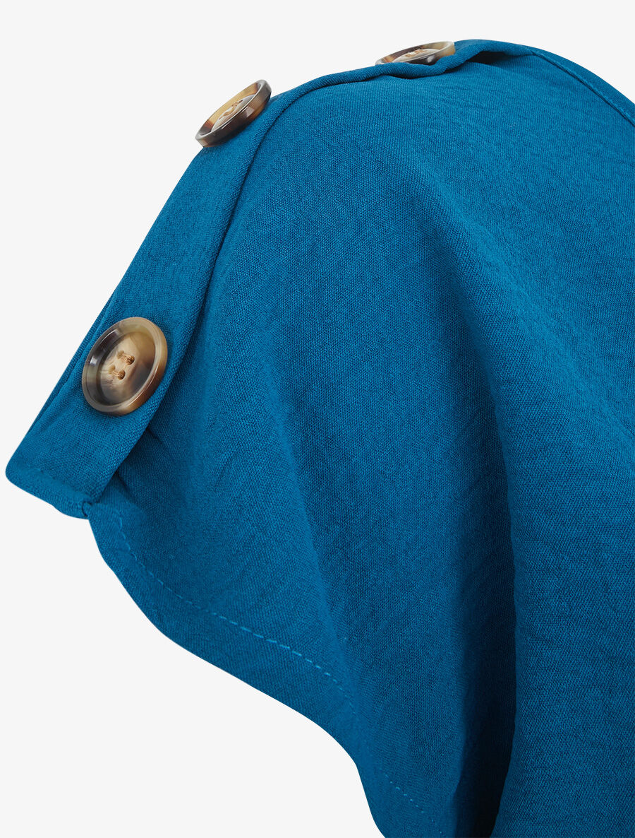 Top fluide à manches courtes et sautoir - Bleu canard - 3