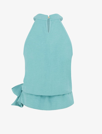 Top ample sans manches uni - Turquoise - 2