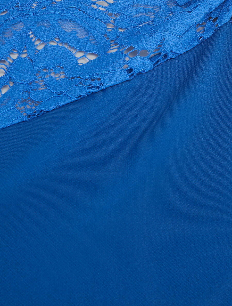 Top uni sans manches à détail dentelle - Bleu roi - 3