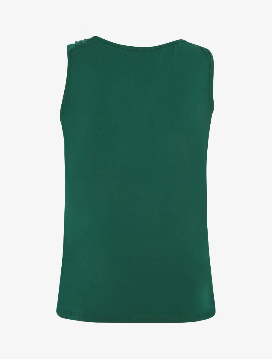 Top uni sans manches à détail dentelle - Vert sapin - 2