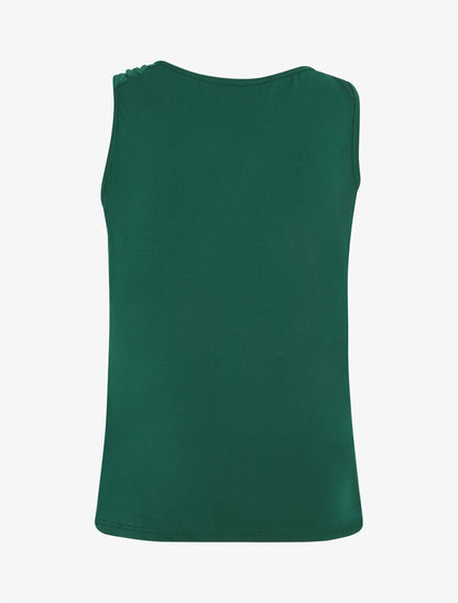 Top uni sans manches à détail dentelle - Vert sapin - 2
