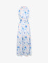 Robe longue en voile imprimé pivoines - Bleu - 1