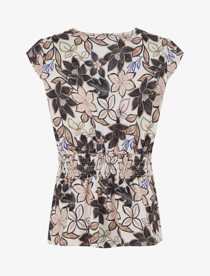 Top avec mancherons à imprimé fleuri - Noir - 2