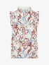 Top satiné sans manches motif fleuri et volants - Beige - 1