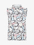 Top satiné sans manches motif abstrait et volants - Blanc - 1