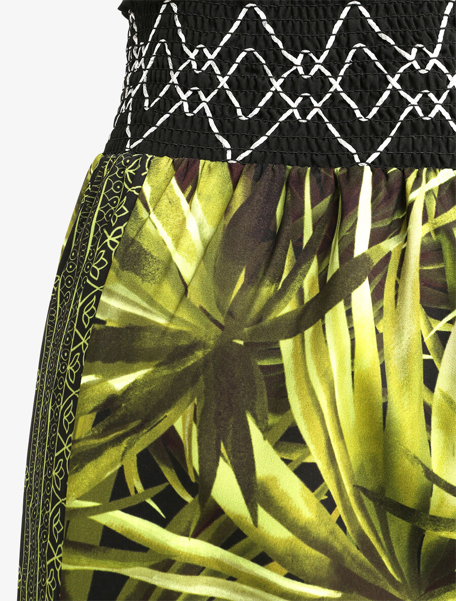 Pantalon fluide coupe flare imprimé tropical - Noir - 3
