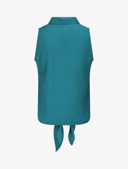 Top uni sans manches à nouer - Bleu canard - 2