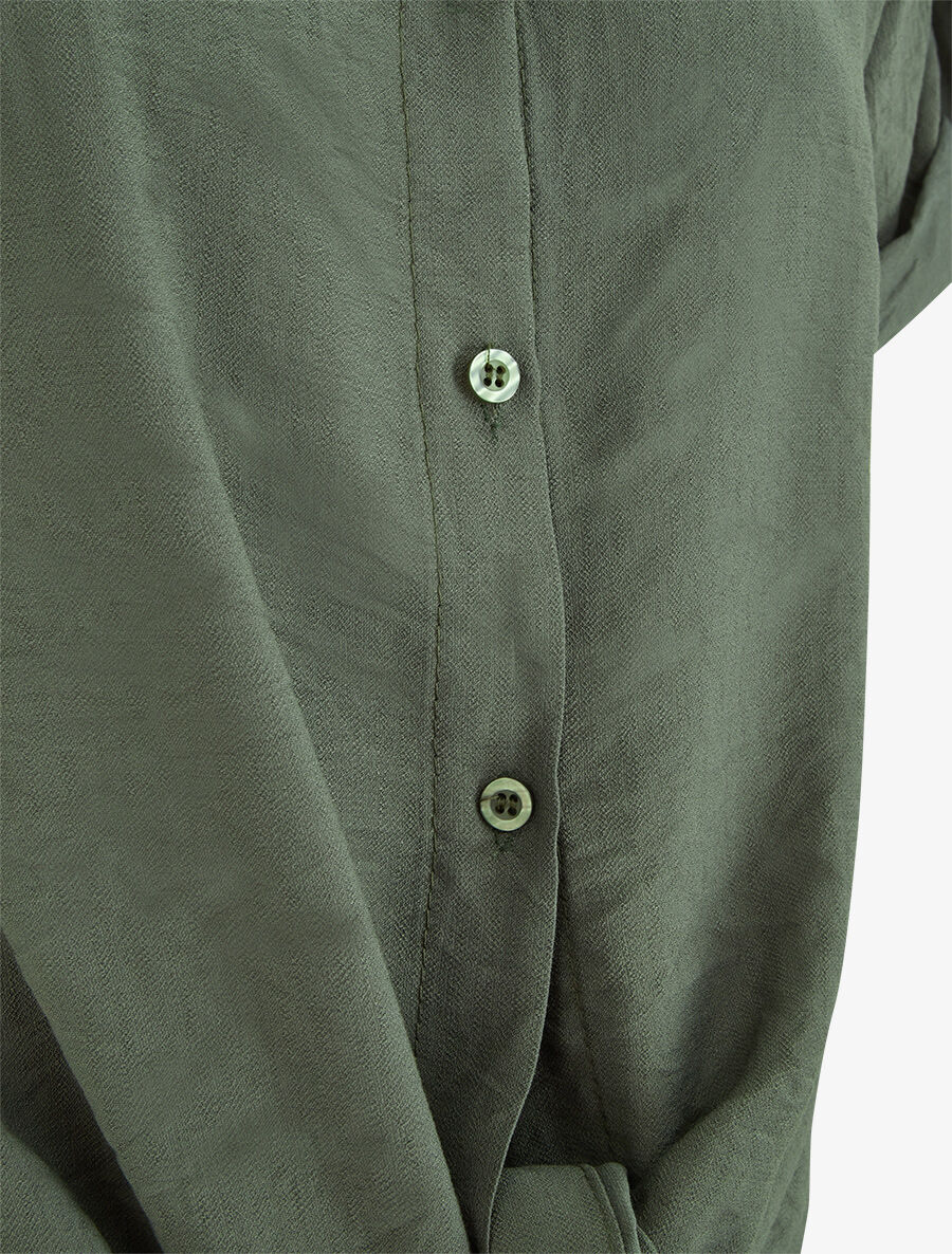 Blouse effet lin à noeud - Kaki - 3