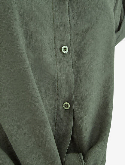 Blouse effet lin à noeud - Kaki - 3