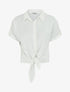 Blouse effet lin à noeud - Blanc - 4