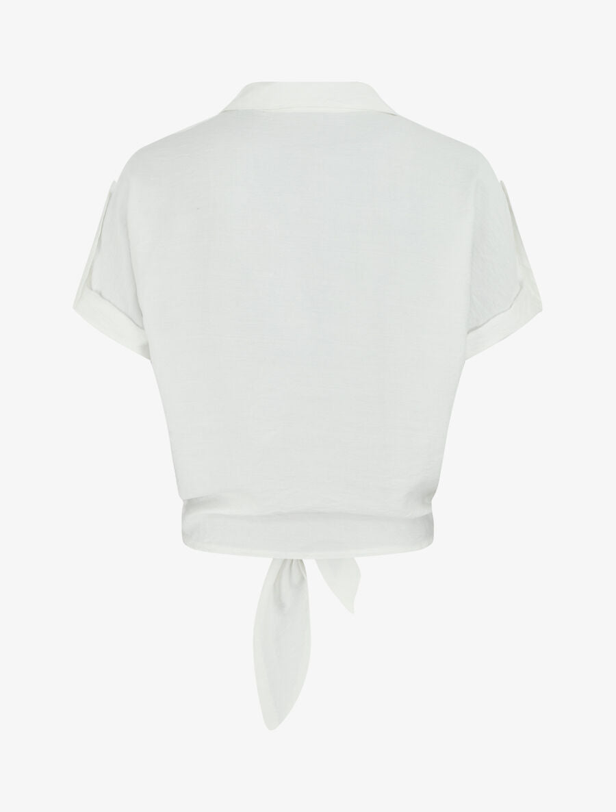 Blouse effet lin à noeud - Blanc - 2