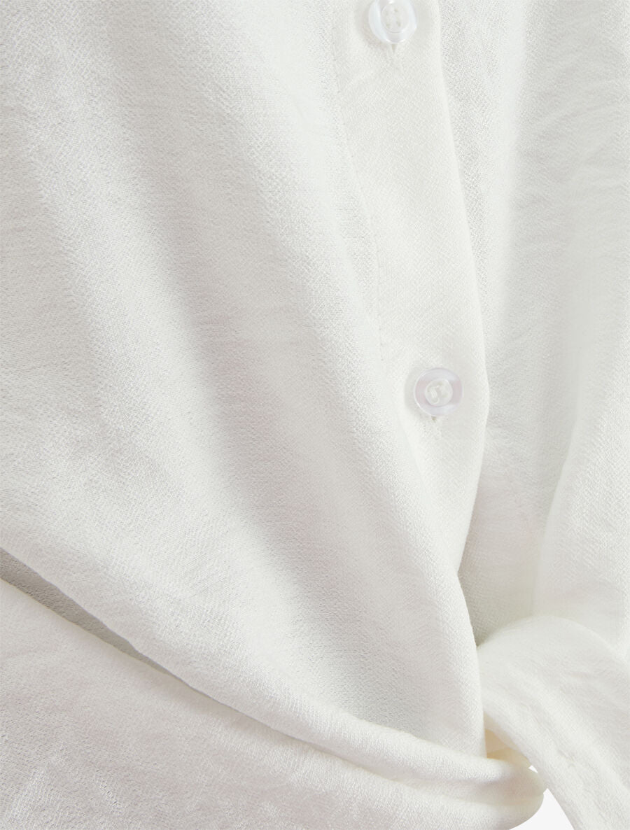 Blouse effet lin à noeud - Blanc - 3