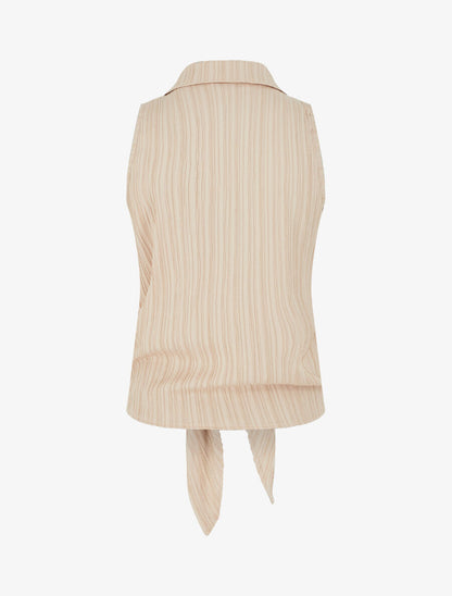 Top à nouer effet texturé - Beige - 2