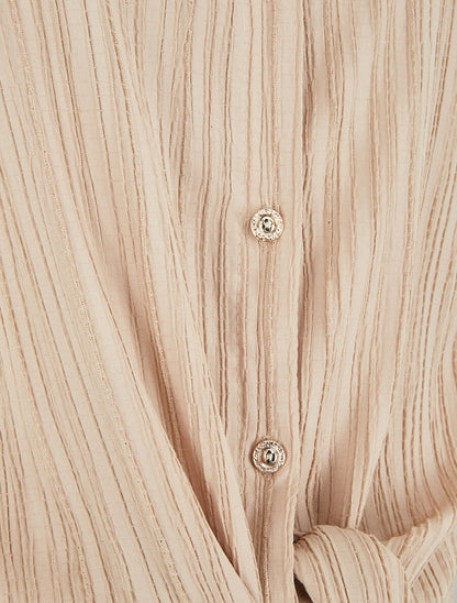 Top à nouer effet texturé - Beige - 3