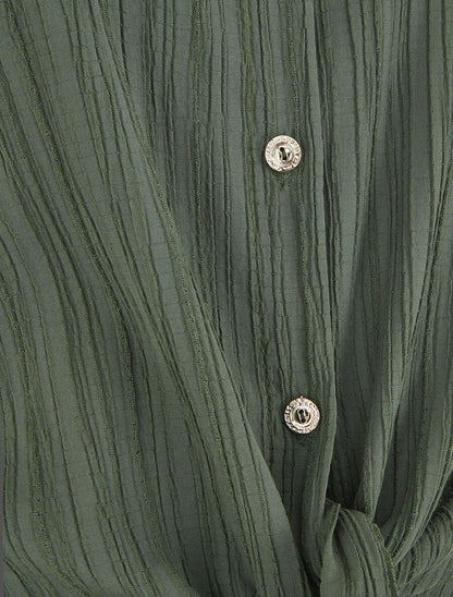 Top à nouer effet texturé - Kaki - 3