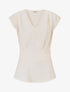 Blouse unie élastiquée à mancherons - Beige - 1