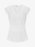 Blouse unie élastiquée à mancherons - Blanc - 1